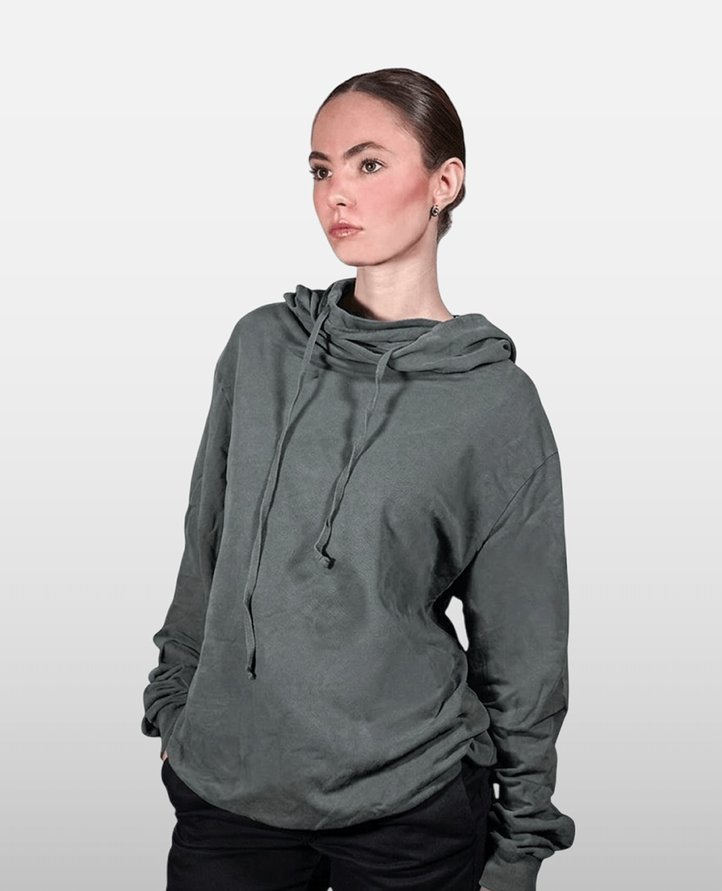 Hoodie Gray Lightweight Cross Neck | Pima Cotton