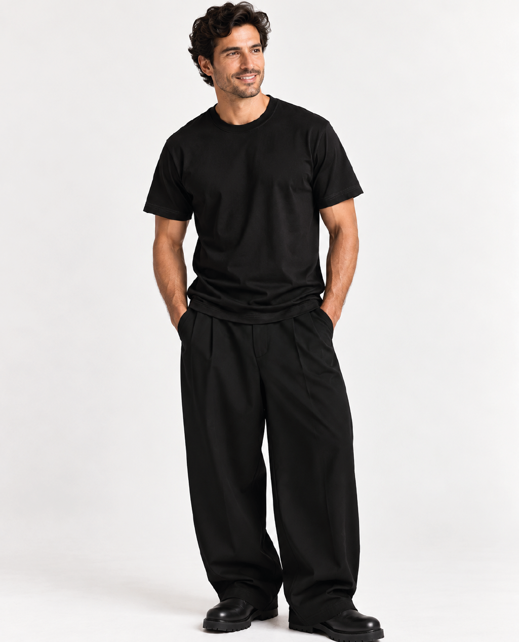 T-Shirt Black Round Neck | Sorona Line Men