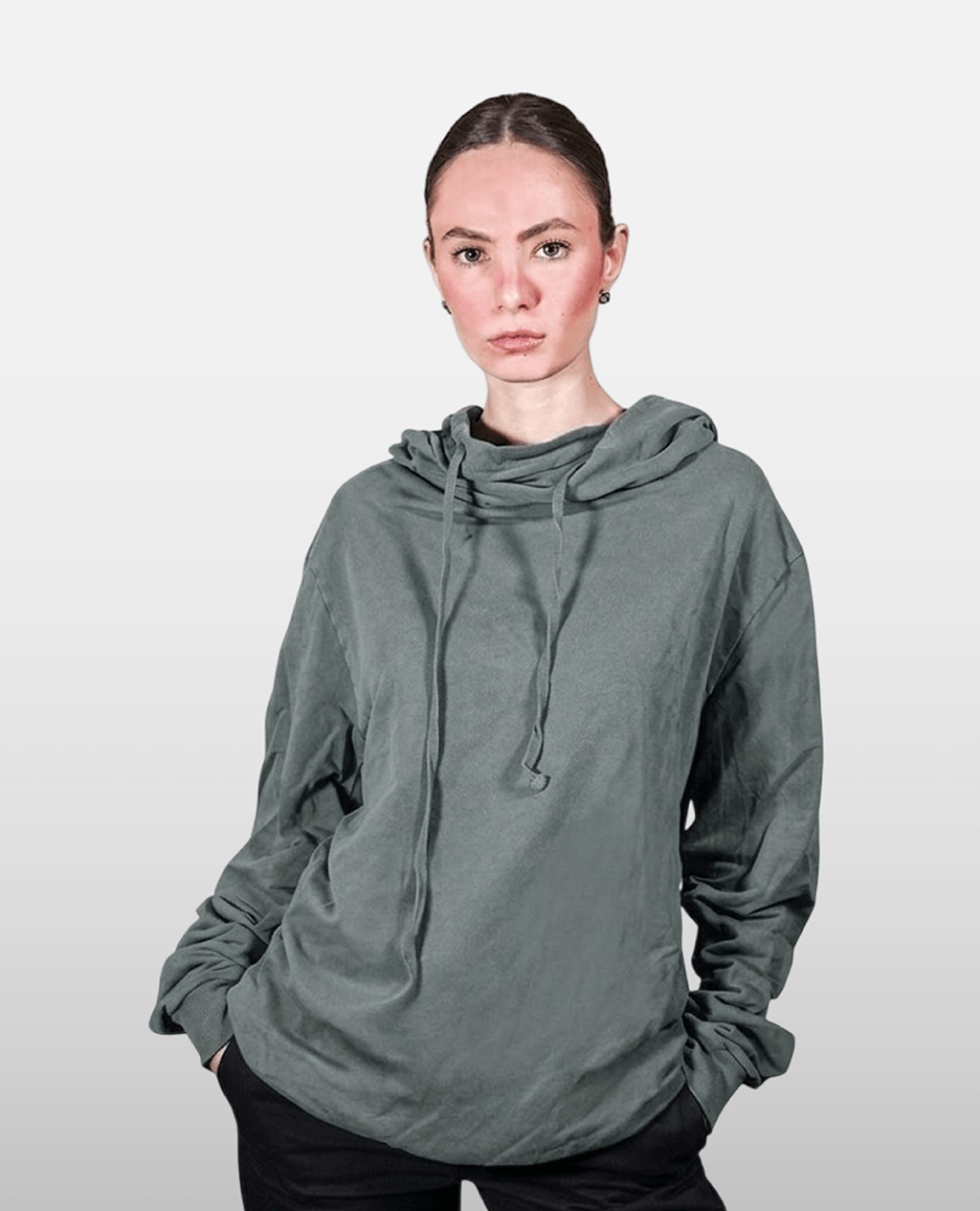 Hoodie Gray Lightweight Cross Neck | Pima Cotton