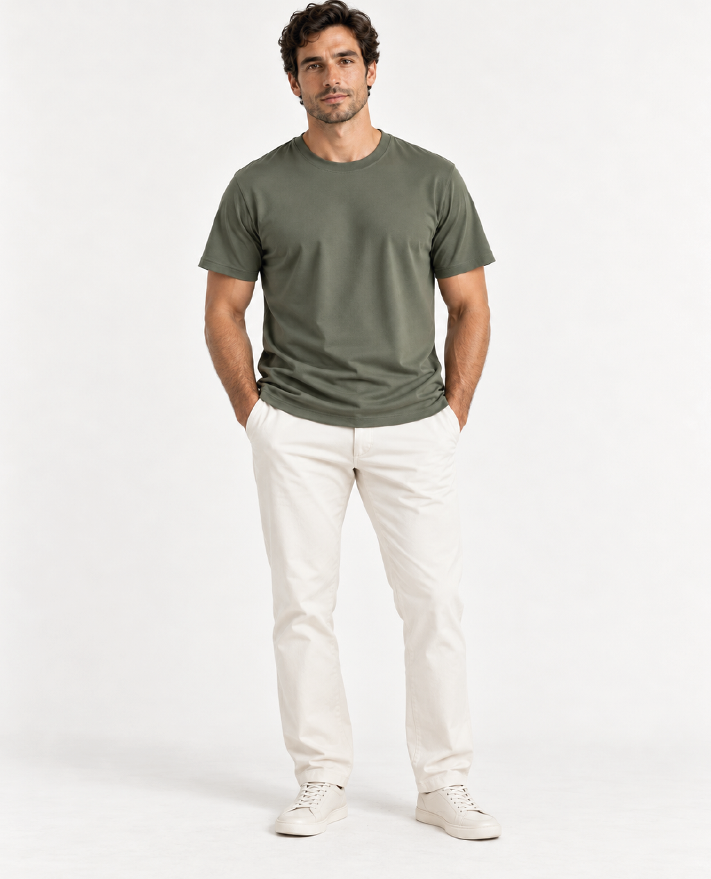 T-Shirt Olive Green Round Neck | Sorona Line Men