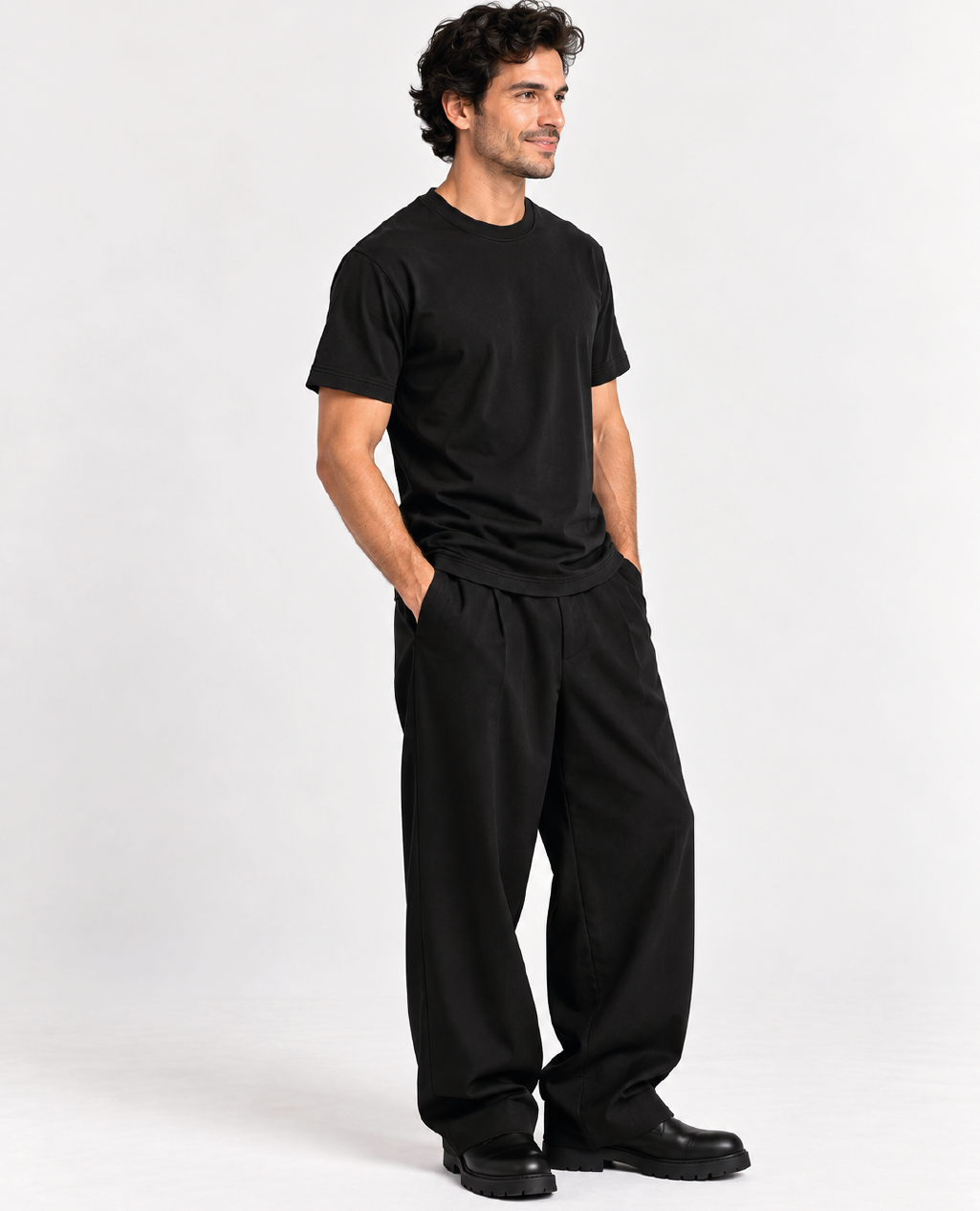 T-Shirt Black Round Neck | Sorona Line Men