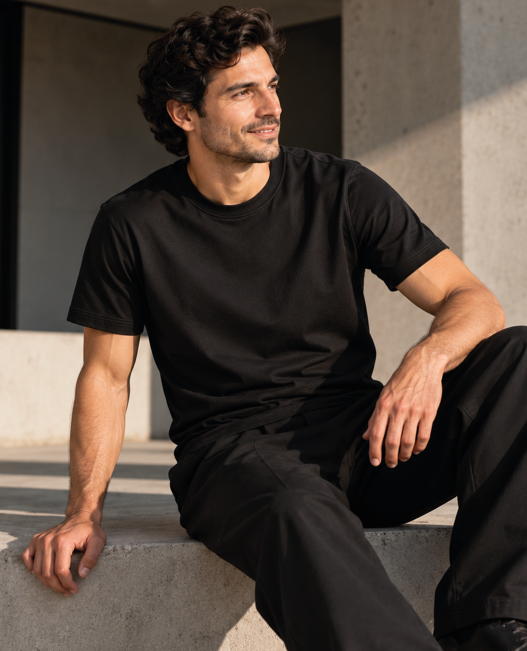 T-Shirt Black Round Neck | Sorona Line Men